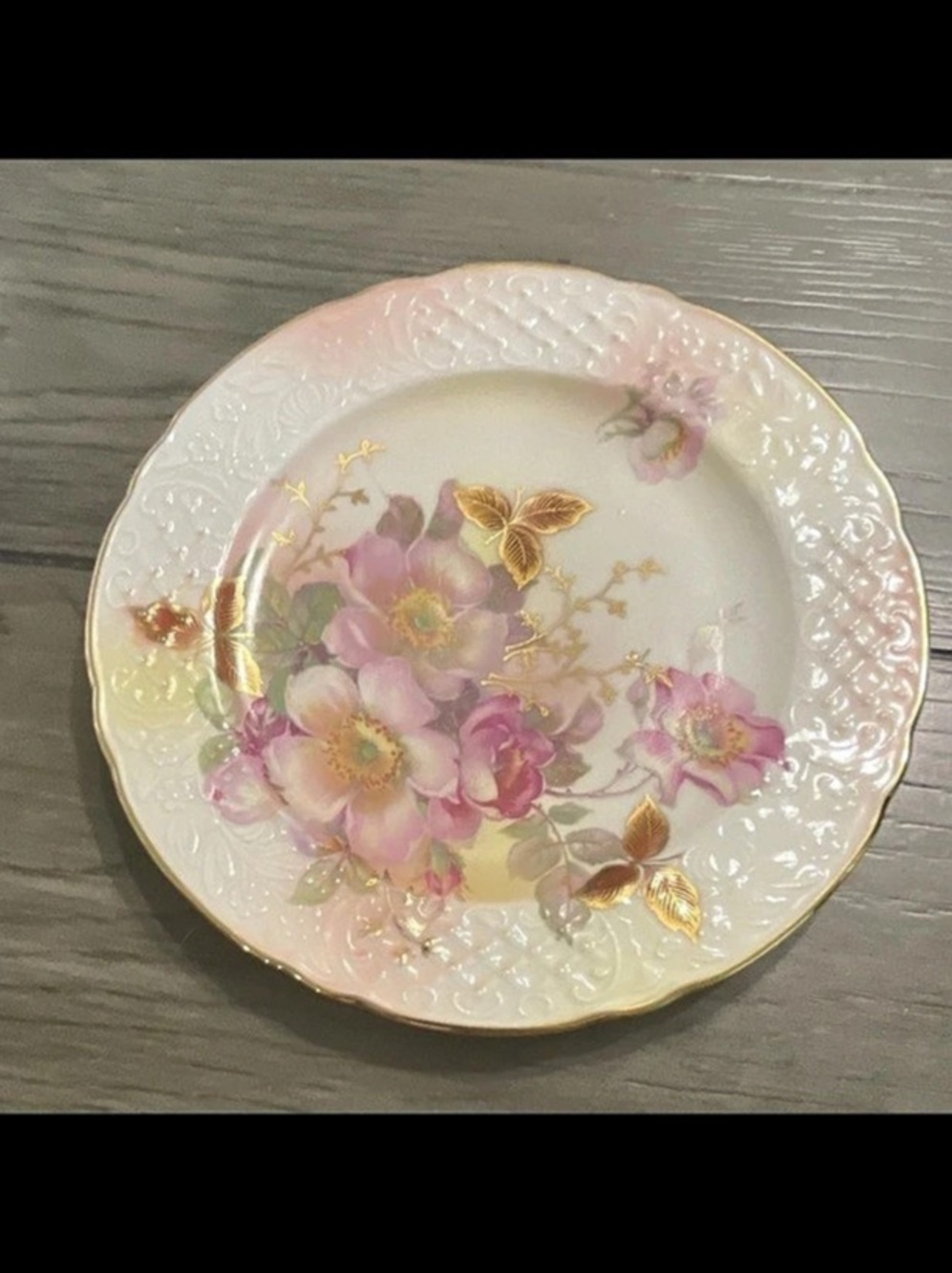 Vintage Schumann Bavaria Wild Rose Blush Porcelain Plate - Excellent Condition